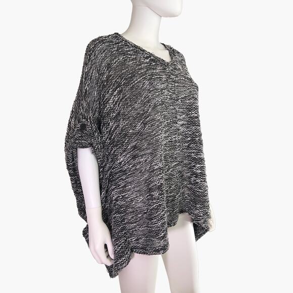 FRENCH LAUNDRY V-Neck Knit Poncho Sweater (Charcoal | Size OS) - Picture 2 of 7